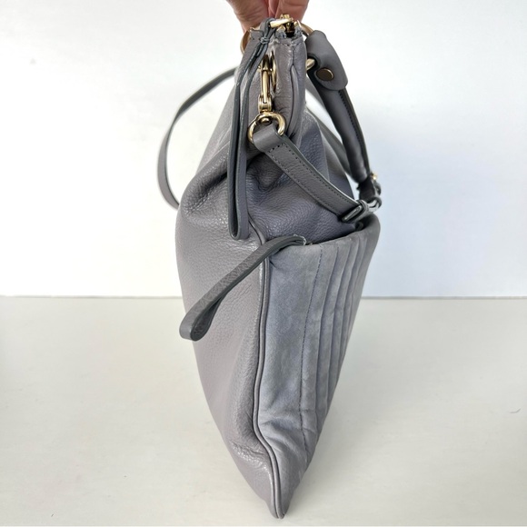 MARC by MARC JACOBS Tread Lightly Grey Leather Suede Crossbody Shoulder Hobo Bag - Picture 6 of 16